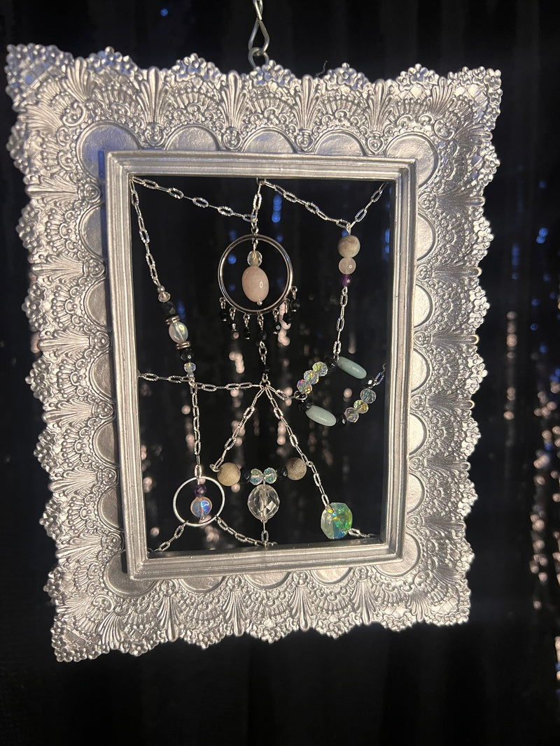 Small Silver Rectangle Frame for Heart & Crown Chakras