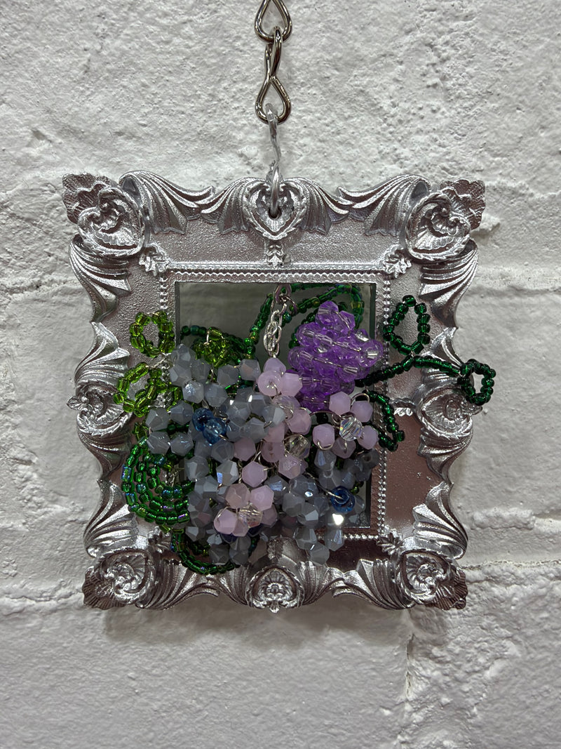 silver square with mixed pastel flowers