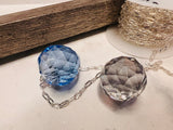 Grey Wood Diamond Shadowbox with blue & grey crystals