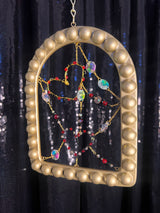 Small arched Gold frame with Red and Black Hearts