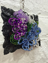 black square frame with purple & blue flowers