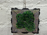 black square frame with purple & blue flowers