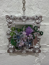 silver square with mixed pastel flowers