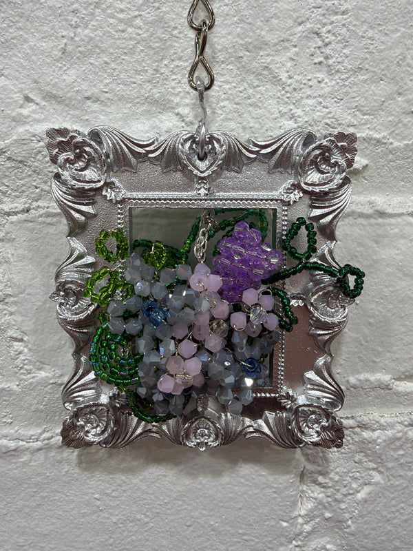 silver square with mixed pastel flowers
