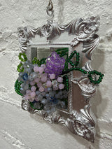 silver square with mixed pastel flowers