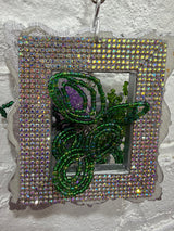 silver square with mixed pastel flowers
