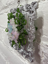 silver frame with pastel flowers & eucalyptus